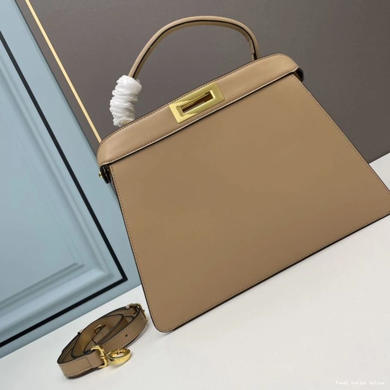 Affordable Laether Medium In Fendi Nappa Apricot Bag Peekaboo ISeeU 0730